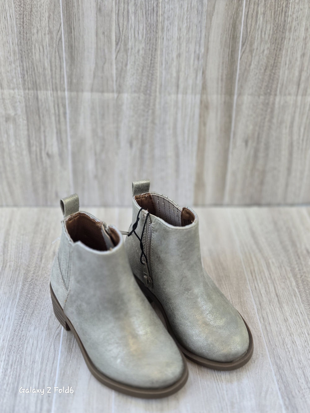 Kids Metallic Silver Chelsea Boots with Side Zip